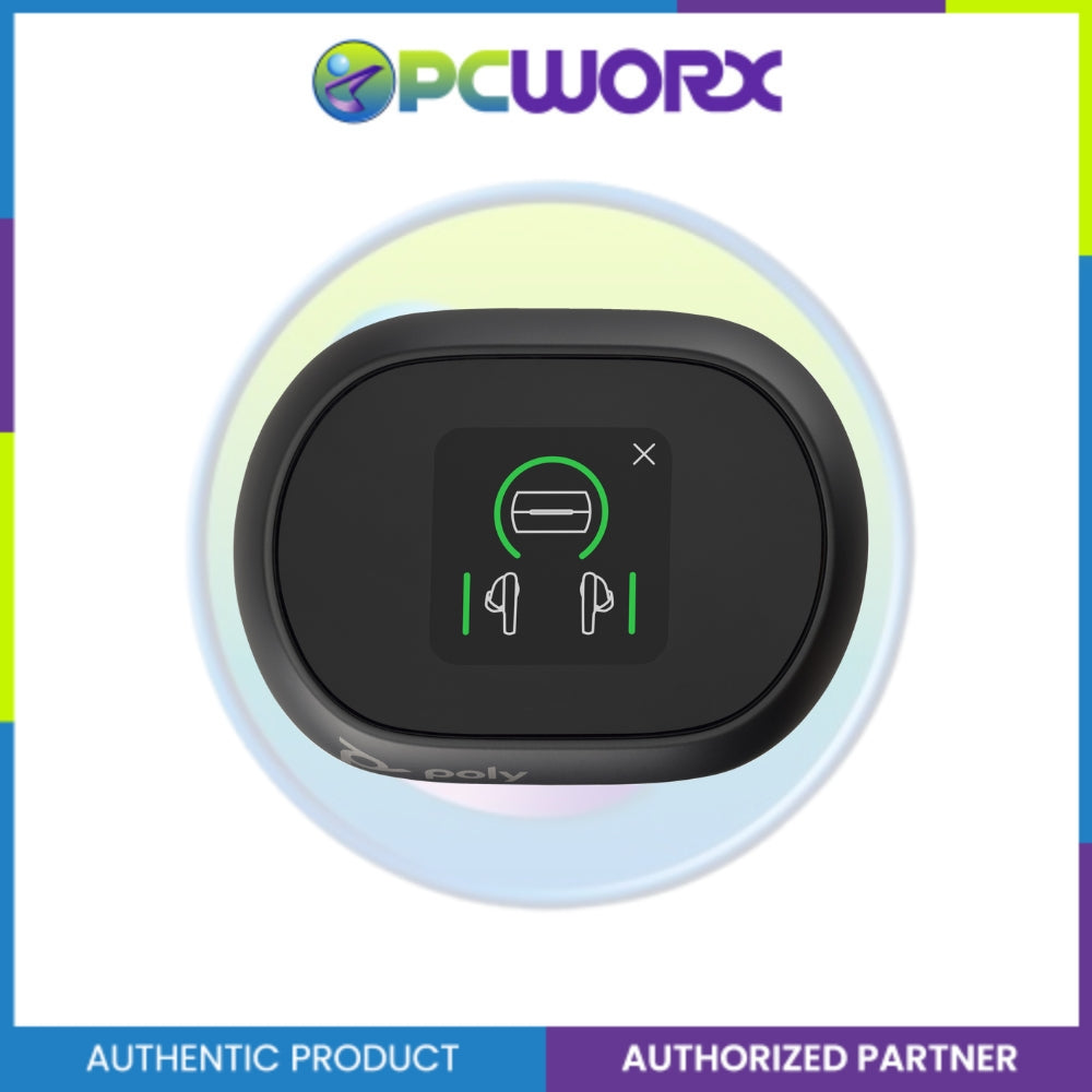 Poly Voyager Free 60+ UC Carbon Black Earbuds +BT700 USB-C Adapter +Touchscreen Charge Case PN: 7Y8H2AA