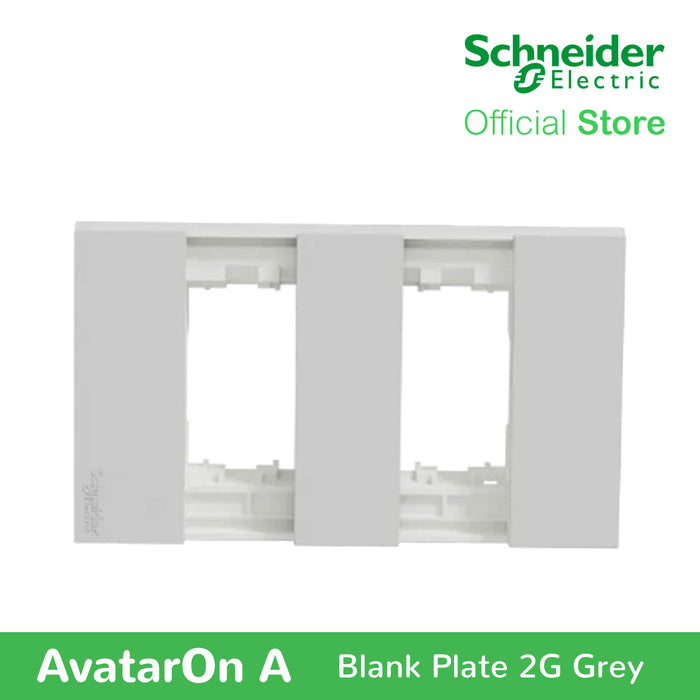 Schneider AvatarOn A 2 gangs Blank Plate - GREY M3T02-GY