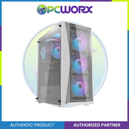 Darkflash DK352 Plus TG w/ 4pcs ARGB Fans Mid-Tower ATX Gaming Case White