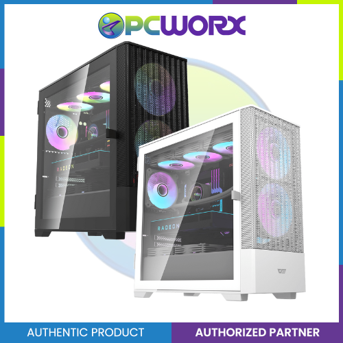 DarkFlash DK415M m-ATX PC Case Black/White w/ 2PCS 14CM ARGB Fans