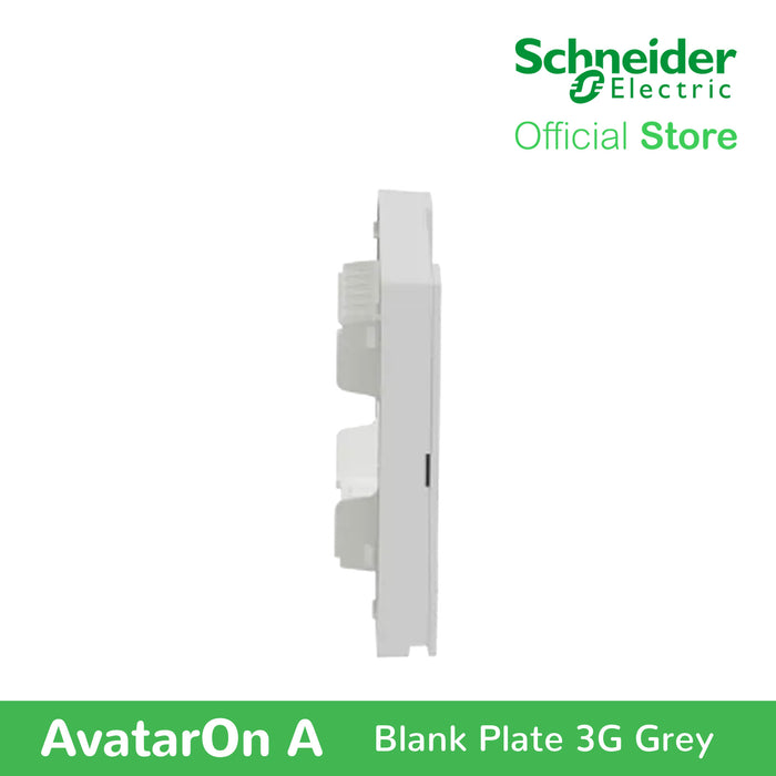 Schneider AvatarOn A 3 gangs Blank Plate - GREY M3T03-GY