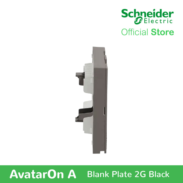 Schneider AvatarOn A 2 gangs Blank Plate - BLACK M3T02-BK