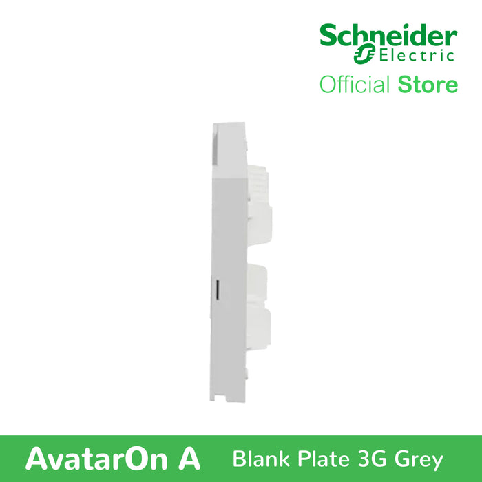 Schneider AvatarOn A 3 gangs Blank Plate - GREY M3T03-GY