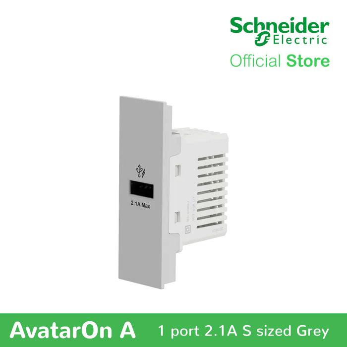 Schneider AvatarOn A 1 USB port 5 V AC-DC USB Charger Outlet - GREY M3T-USB-GY | USB Outlet