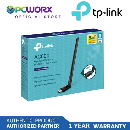 TP-LINK Archer T2U Plus AC600 High Gain Wi-Fi Dual Band USB Adapter