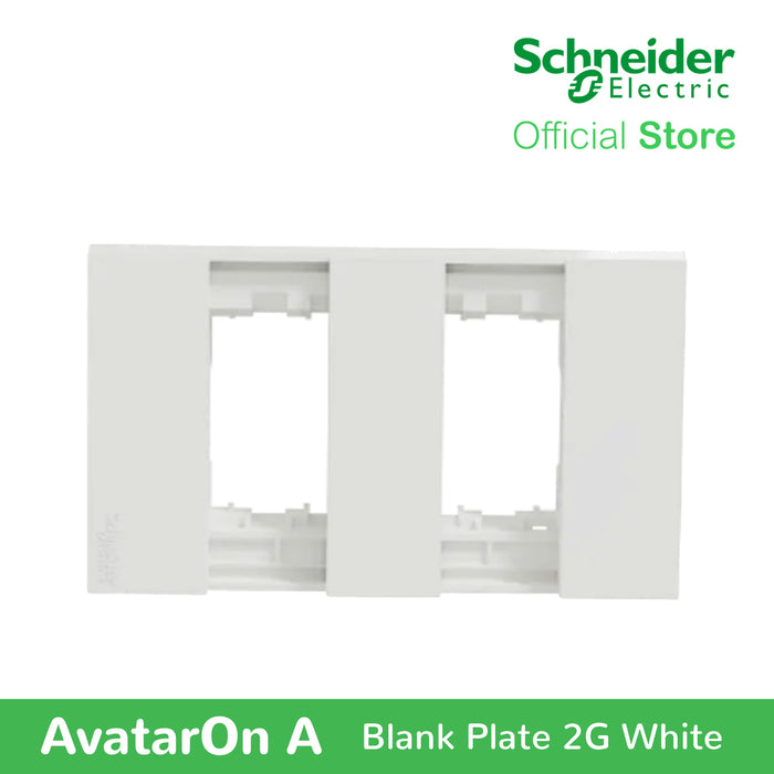 Schneider AvatarOn A 2 gangs Blank Plate - WHITE M3T02-WE