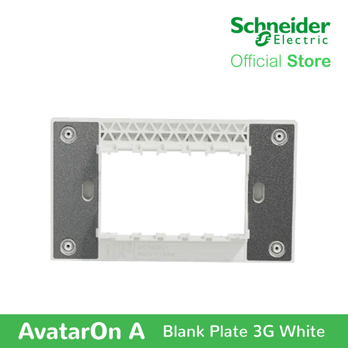 Schneider AvatarOn A 3 gangs Blank Plate - WHITE M3T03-WE