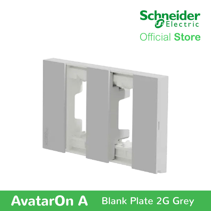 Schneider AvatarOn A 2 gangs Blank Plate - GREY M3T02-GY