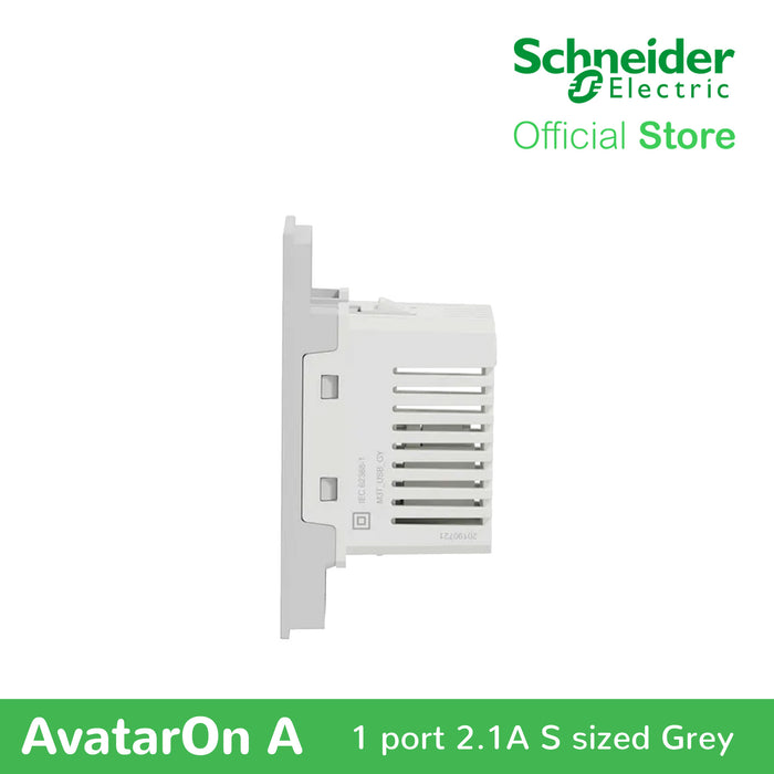 Schneider AvatarOn A 1 USB port 5 V AC-DC USB Charger Outlet - GREY M3T-USB-GY | USB Outlet