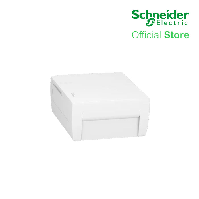 Schneider Enclosure, Resi9 MP Surface 1 Row of 8 Modules IP40 White Door 1 Earth + 1 Neutral Terminal Blocks MIP12108