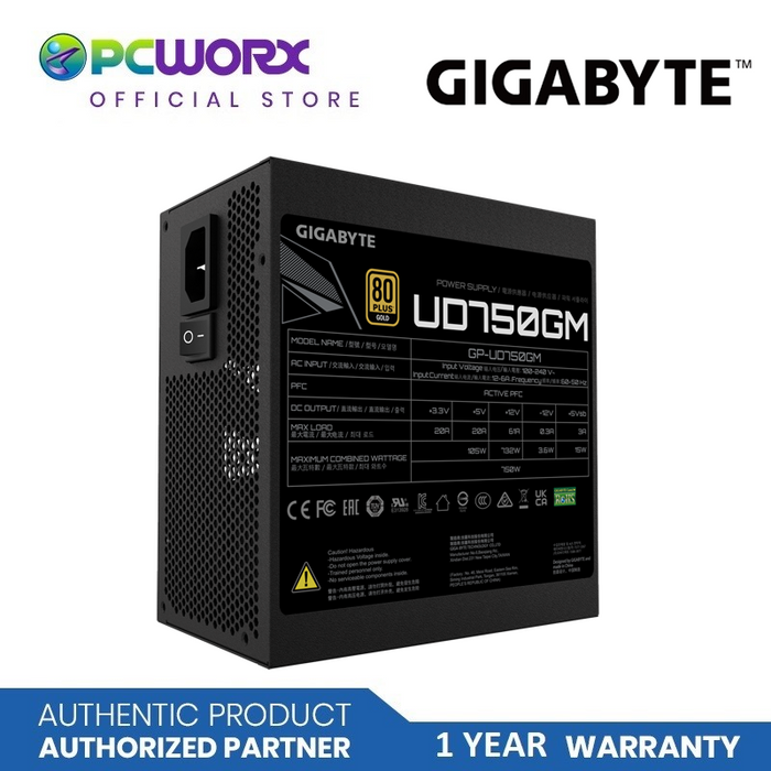 Gigabyte GP-UD750GM 750W 80+ Gold Fully Modular Power Supply | Gigabyte PSU | Gigabyte Power Supply