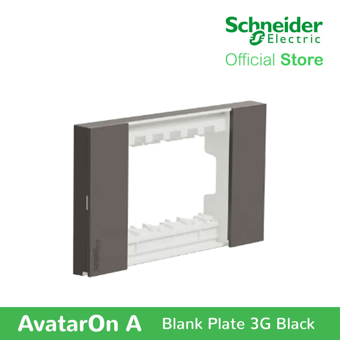 Schneider AvatarOn A 3 gangs Blank Plate - BLACK M3T03-BK