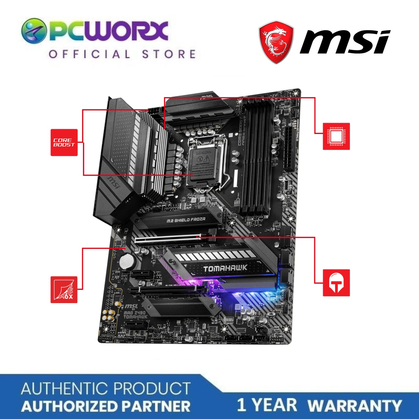 MSI MAG Z490 TOMAHAWK LGA1200 DDR4 ATXt Motherboard | MSI Motherboard | MOTHERBOARD