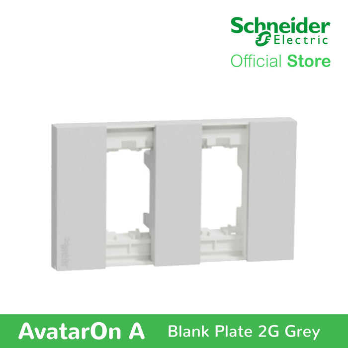 Schneider AvatarOn A 2 gangs Blank Plate - GREY M3T02-GY