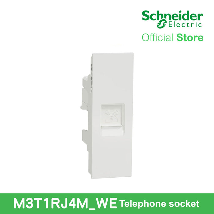 Schneider Telephone Socket AvatarOn With Shutter White M3T1RJ4M-WE