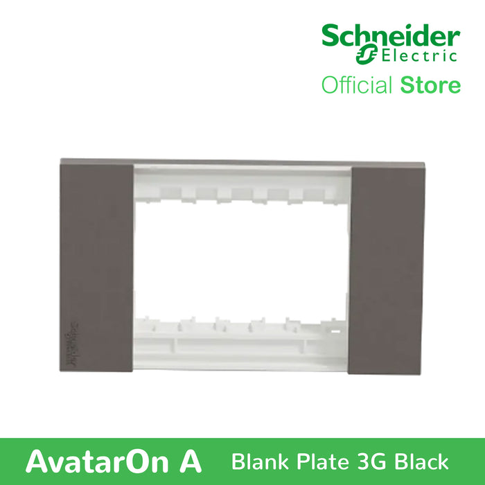 Schneider AvatarOn A 3 gangs Blank Plate - BLACK M3T03-BK