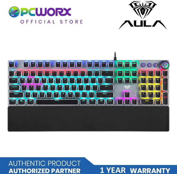 Aula F2088 Mechanical Keyboard Wired with Wrist Rest White I QWERTY KEYBOARD I FULL SIZE KEYBOARD I MECHANICAL KEYBOARD