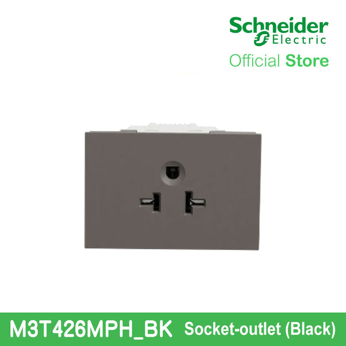 Schneider Socket Outlet Avataron A American 20A 250V 3 Pin 2S Sized Black M3T426MPH-BK