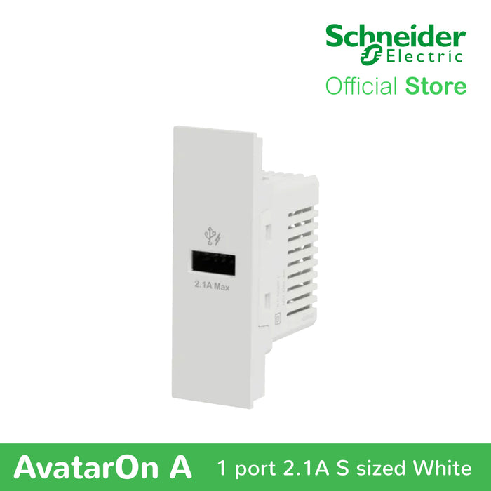 Schneider AvatarOn A 1 USB port 5 V AC-DC USB Charger Outlet - WHITE M3T-USB-WE