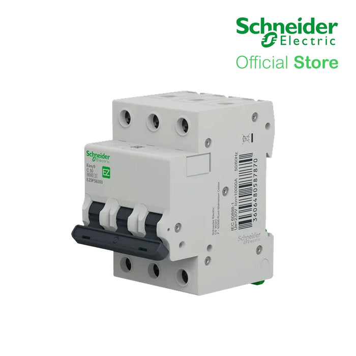 Schneider Easy9 IEC 3P 50A C DIN-Rail Type Miniature Circuit Breaker 400V 6kAIC (EZ9F56350)