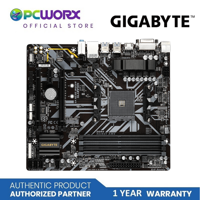 Gigabyte GA-B450M-DS3H-V2 4-DIMM DDR4 AM4 AVL MATX | Gaming Motherboard | Gigabyte Motherboard