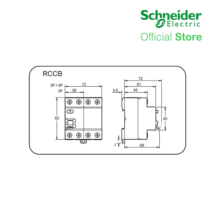 Schneider Easy9 RCCB 2P 25A 30MA AC-type 230V EZ9R36225 Residual Current Circuit Breaker