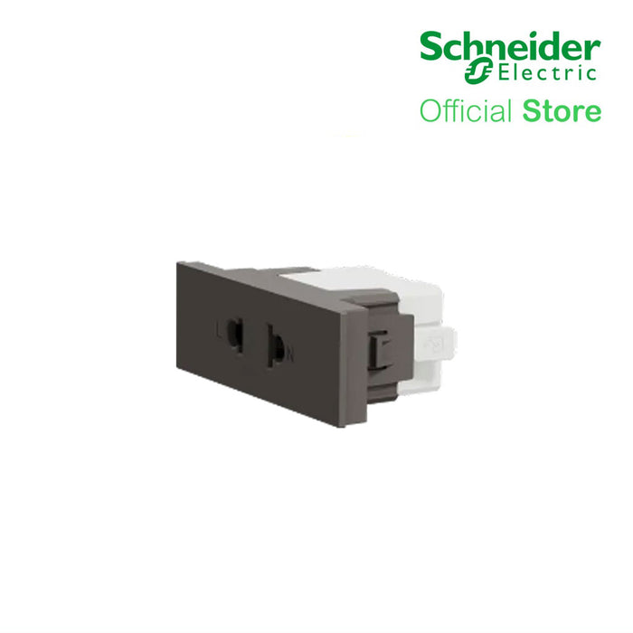 Schneider Socket Outlet Avataron A Universal 16A 250V 2 Pin S Sized Black M3T426US-BK