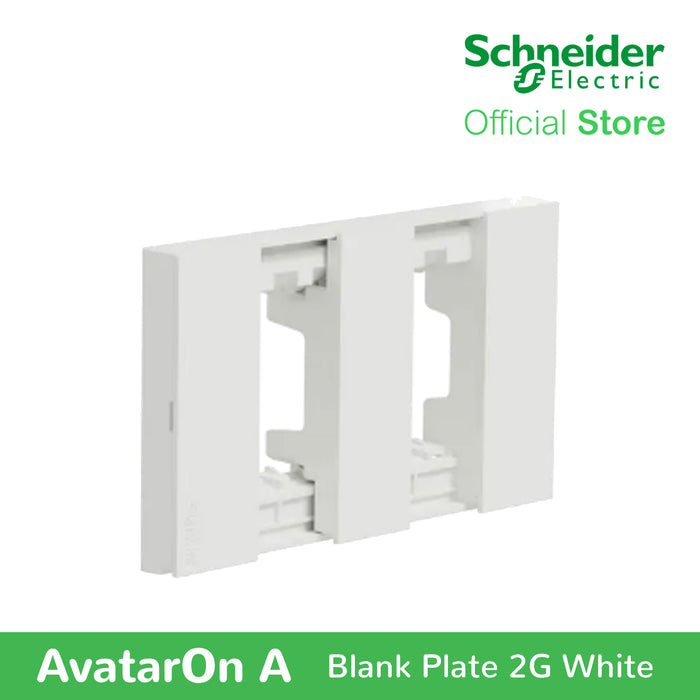 Schneider AvatarOn A 2 gangs Blank Plate - WHITE M3T02-WE