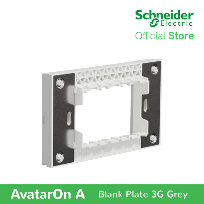 Schneider AvatarOn A 3 gangs Blank Plate - GREY M3T03-GY