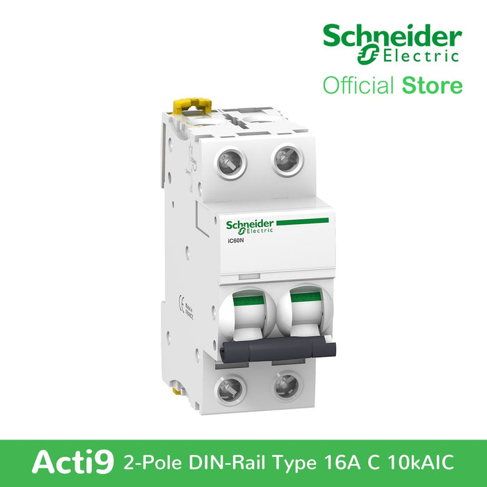 Schneider Acti9 IEC 2P 16A C DIN-Rail Type Miniature Circuit Breaker 230/400V (A9F74216)