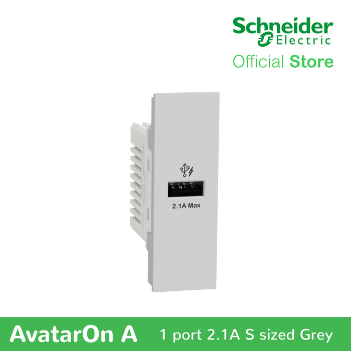 Schneider AvatarOn A 1 USB port 5 V AC-DC USB Charger Outlet - GREY M3T-USB-GY | USB Outlet