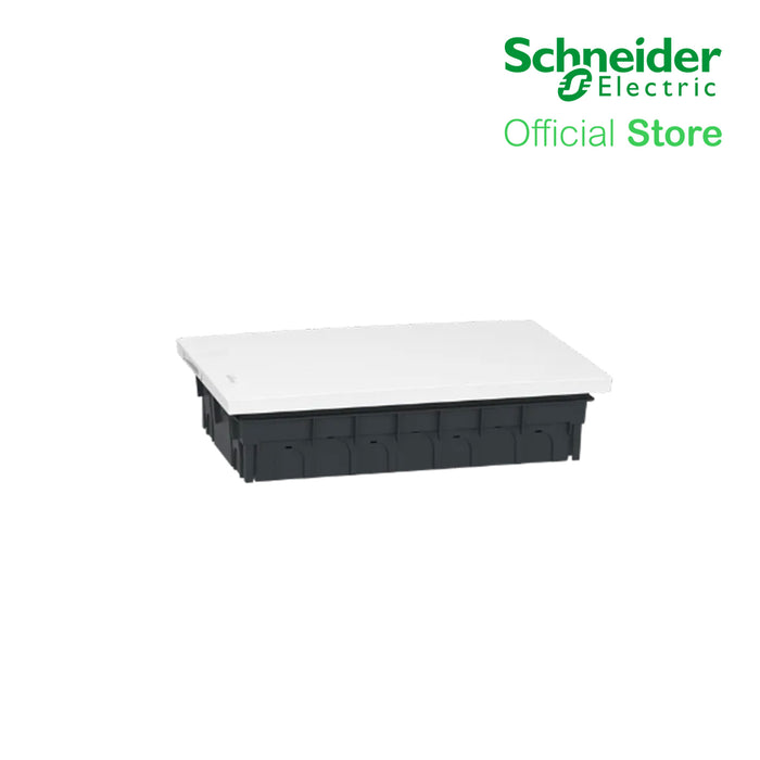 Schneider Enclosure Resi9 MP Flush Mounting 1 Row of 18 Modules IP40 White Door 1 Earth + 1 Neutral Terminal Blocks MIP22118