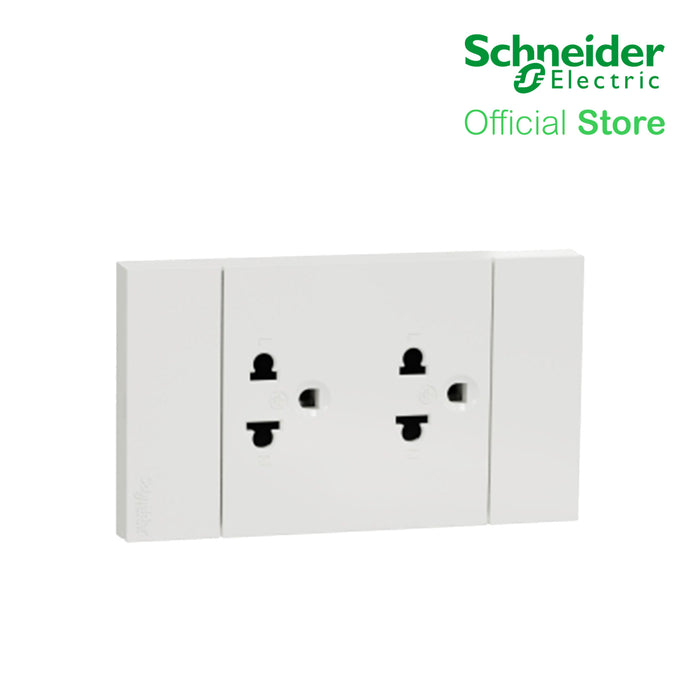 Schneider AvatarOn A 16A 250V 2G 3Pin Universal Socket Outlet White A70426UST-WE