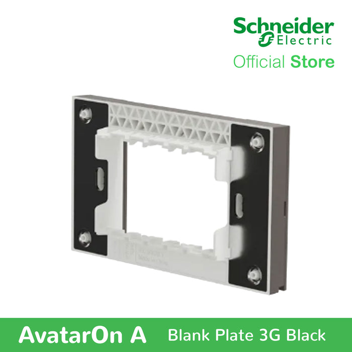 Schneider AvatarOn A 3 gangs Blank Plate - BLACK M3T03-BK