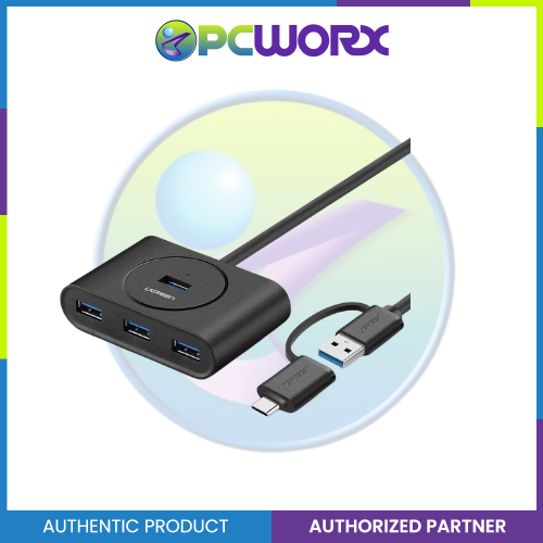Ugreen CR113/40850 USB 3.0 A With USB-C Adaptor 4Ports Hub 1Meter Black