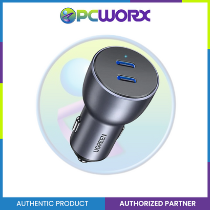 Ugreen CD213/70594 40W 2 Port USB Type C PD Car Charger Gray