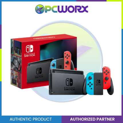Nintendo Switch HAD-S-KABAH-PXT With Neon Blue and Neon Red Joy Controller