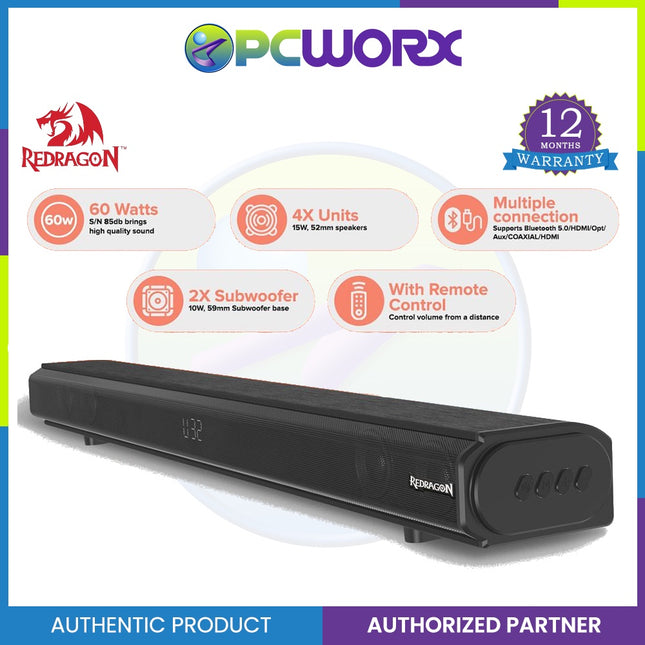 Redragon GS815 Janna Multi Soundbar - for Gaming/TV with BT 5.0/HDM/Opt/Aux/COAXIAL