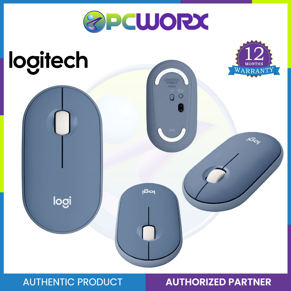Logitech M350 Pebble Wireless Mouse,Bluetooth or 2.4 GHz with USB Mini-Receiver,Silent, Slim,PC/MAC
