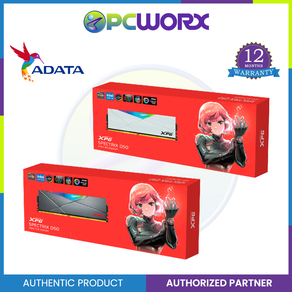 Adata AD-AX4U32008G16A-ST50 XPG Spectrix D50 8GB DDR4-3200 RGB w/ Heatsink Grey
