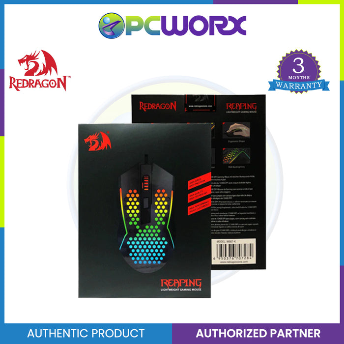 Redragon M987-K Lightweight 55g Honeycomb Gaming Mouse RGB Backlit Wired 6 Buttons Programmable