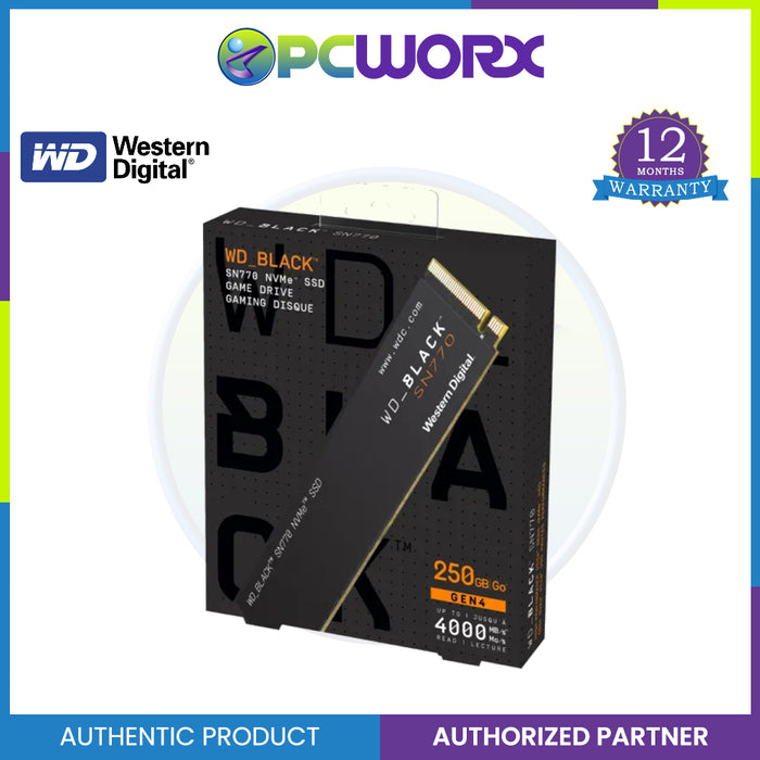 Western Digital WD Black SN770 250GB NVME PCIE GEN4 M.2 Internal SSD (WDS250G3X0E)