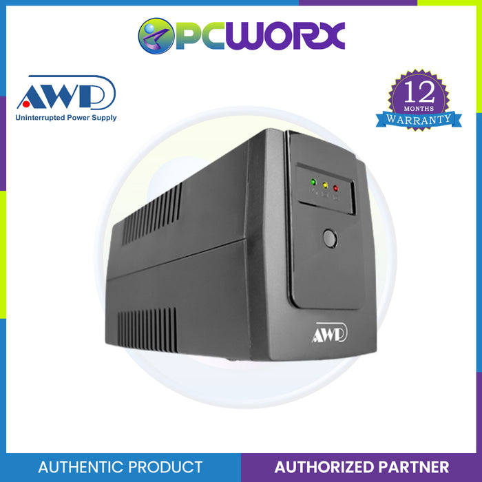 AWP AID1000 Aide 600W/1000VA UPS with AVR Uninterruptible Power Supply (4 Sockets)