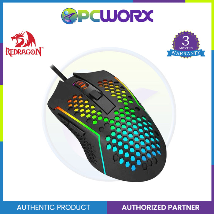 Redragon M987-K Lightweight 55g Honeycomb Gaming Mouse RGB Backlit Wired 6 Buttons Programmable