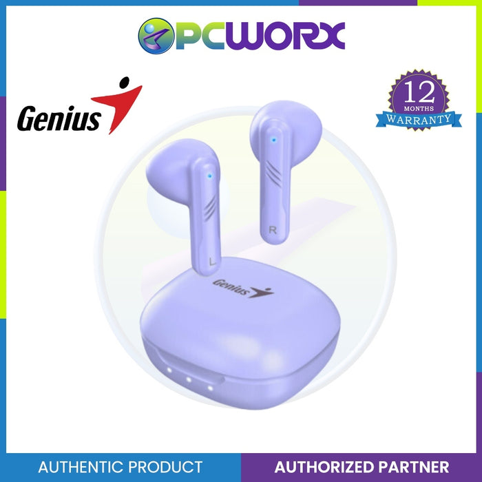 Genius HS-M905 Bluetooth 5.3 Earbuds (White | Light Purple) Bluetooth 5.3 | 3.7 V / 40 mAh