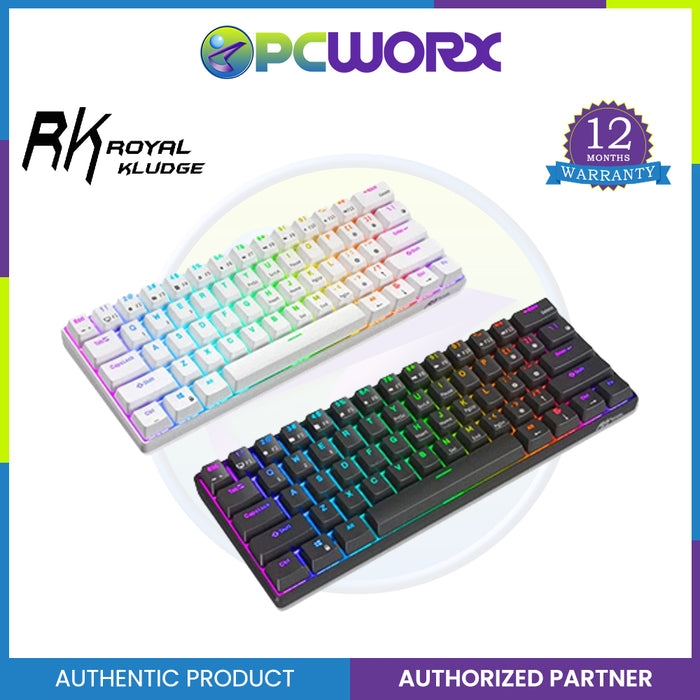 Royal Kludge RK61 Wired 60% - Tri-Mode Mechanical Keyboard RGB Backlit Ultra-Compact Hot-Swappable