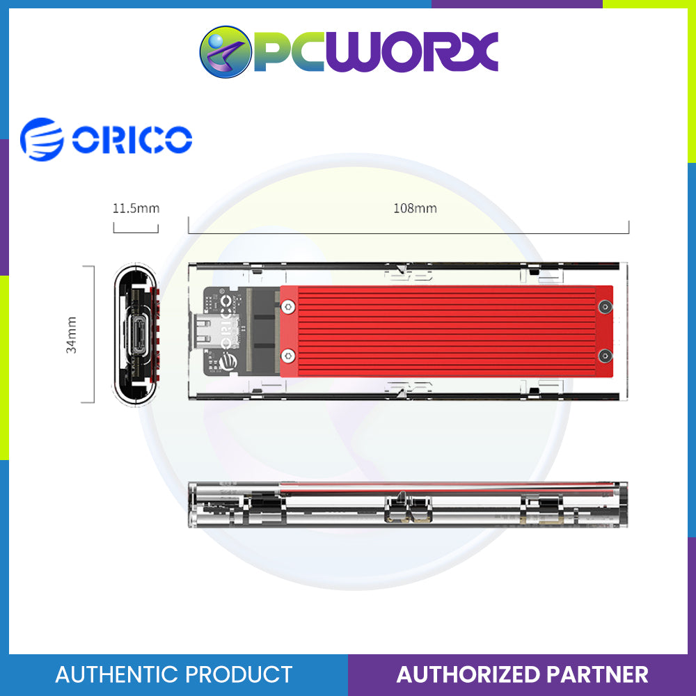 ORICO NVME M.2 to Type-C USB3.1 Gen2 10Gbps Transparent External Solid State Drive Adapter Enclosure