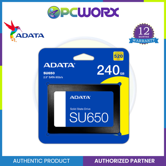 Adata SU650 Solid State Drive 120GB/240GB/480GB SATA 2.5 - New Packaging