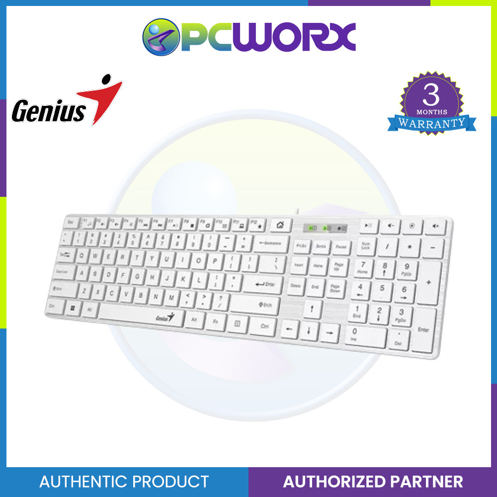 Genius Keyboard Slim Star 126 wired, USB, multimedia, 104 keys, White ...