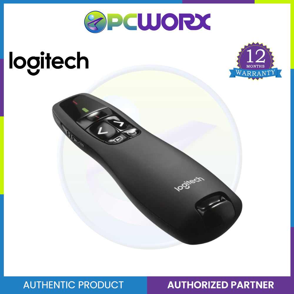 Logitech R400 2.4 GHz USB-Receiver Red Laser Pointer Wireless Presenta ...
